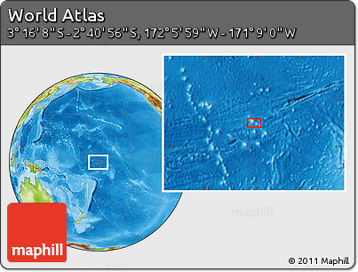 Physical Location Map of the Area around 2° 58' 32" S, 171° 37' 30" W