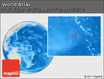 Shaded Relief Location Map of the Area around 2° 58' 32" S, 172° 37' 30" E