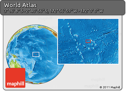 Physical Location Map of the Area around 2° 58' 32" S, 172° 28' 29" W