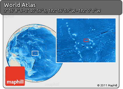 Shaded Relief Location Map of the Area around 2° 58' 32" S, 172° 28' 29" W