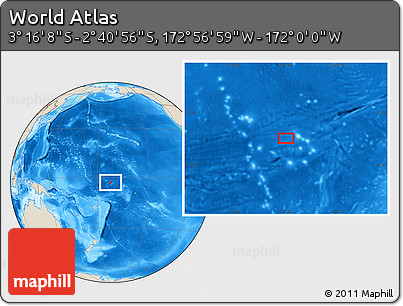 Shaded Relief Location Map of the Area around 2° 58' 32" S, 172° 28' 29" W