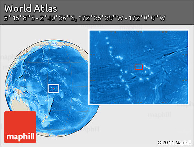 Shaded Relief Location Map of the Area around 2° 58' 32" S, 172° 28' 29" W
