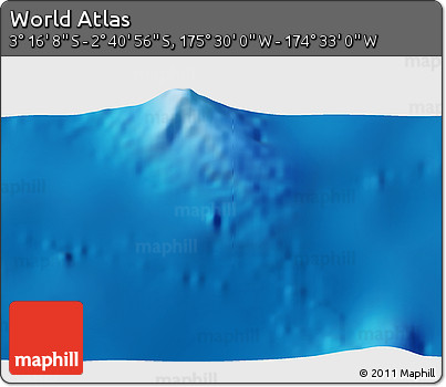 Physical 3D Map of the Area around 2° 58' 32" S, 175° 1' 30" W