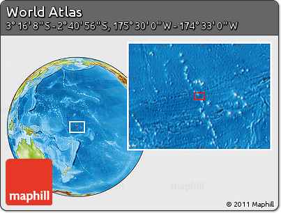 Physical Location Map of the Area around 2° 58' 32" S, 175° 1' 30" W