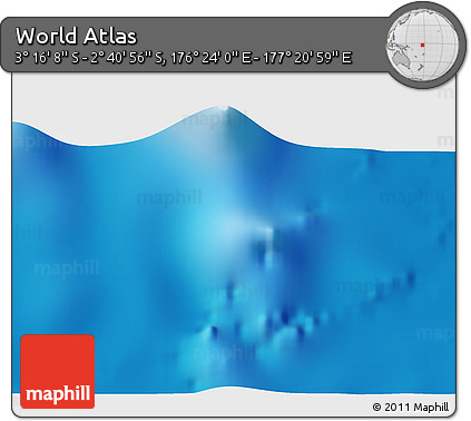 Shaded Relief 3D Map of the Area around 2° 58' 32" S, 176° 52' 30" E