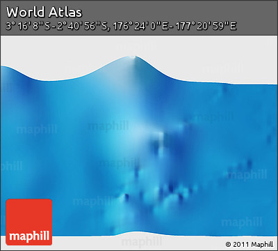 Shaded Relief 3D Map of the Area around 2° 58' 32" S, 176° 52' 30" E