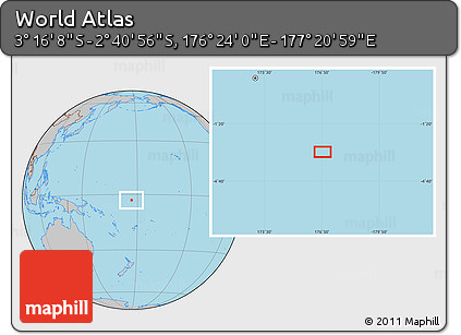 Gray Location Map of the Area around 2° 58' 32" S, 176° 52' 30" E