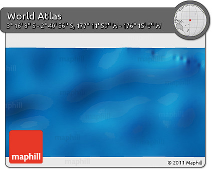 Shaded Relief 3D Map of the Area around 2° 58' 32" S, 176° 43' 29" W