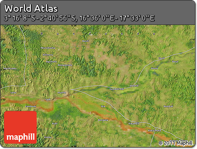 Satellite Map of the Area around 2° 58' 32" S, 17° 4' 30" E