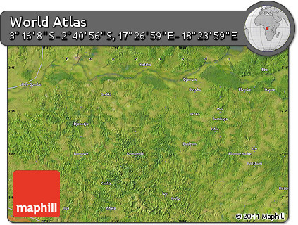 Satellite Map of the Area around 2° 58' 32" S, 17° 55' 29" E