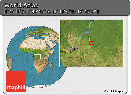 Satellite Location Map of the Area around 2° 58' 32" S, 18° 46' 29" E
