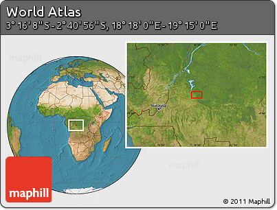 Satellite Location Map of the Area around 2° 58' 32" S, 18° 46' 29" E