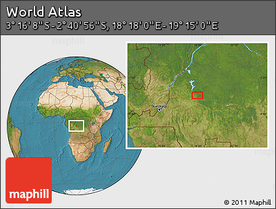 Satellite Location Map of the Area around 2° 58' 32" S, 18° 46' 29" E