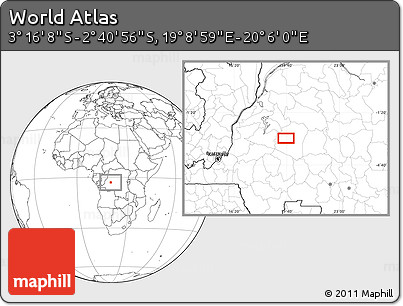 Blank Location Map of the Area around 2° 58' 32" S, 19° 37' 30" E