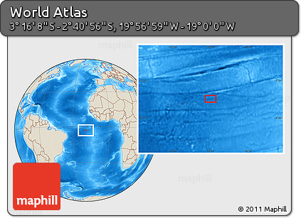 Shaded Relief Location Map of the Area around 2° 58' 32" S, 19° 28' 30" W