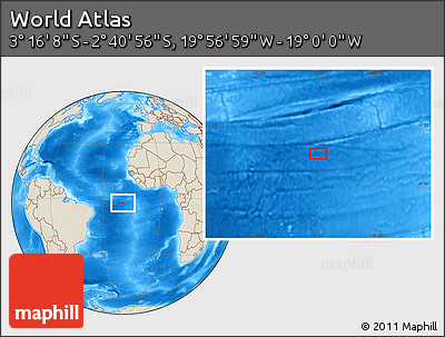 Shaded Relief Location Map of the Area around 2° 58' 32" S, 19° 28' 30" W