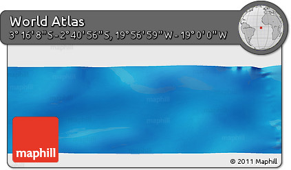 Shaded Relief Panoramic Map of the Area around 2° 58' 32" S, 19° 28' 30" W