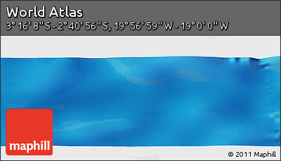 Shaded Relief Panoramic Map of the Area around 2° 58' 32" S, 19° 28' 30" W