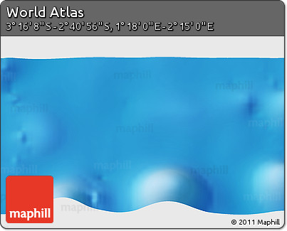 Shaded Relief 3D Map of the Area around 2° 58' 32" S, 1° 46' 29" E
