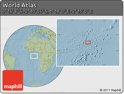 Savanna Style Location Map of the Area around 2° 58' 32" S, 1° 46' 29" E, hill shading