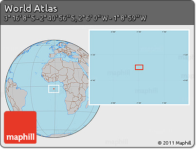 Gray Location Map of the Area around 2° 58' 32" S, 1° 37' 30" W