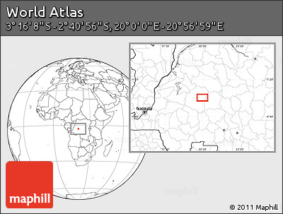 Blank Location Map of the Area around 2° 58' 32" S, 20° 28' 30" E