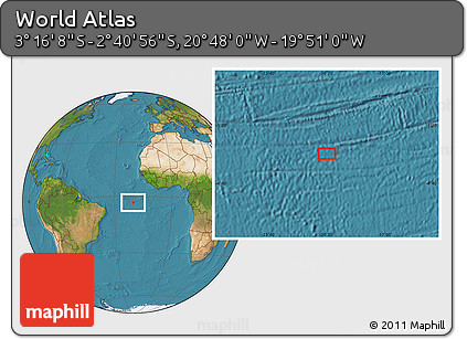 Satellite Location Map of the Area around 2° 58' 32" S, 20° 19' 30" W