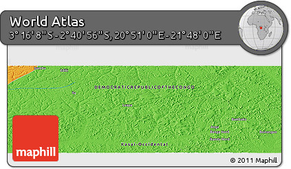 Political Panoramic Map of the Area around 2° 58' 32" S, 21° 19' 30" E