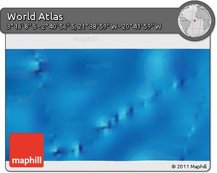 Shaded Relief 3D Map of the Area around 2° 58' 32" S, 21° 10' 29" W