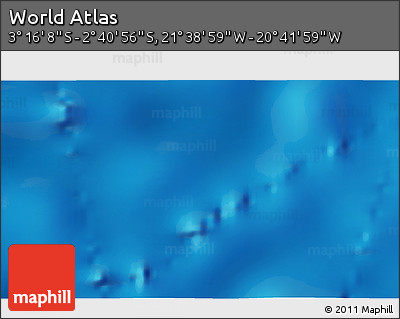 Shaded Relief 3D Map of the Area around 2° 58' 32" S, 21° 10' 29" W