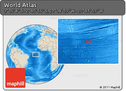 Shaded Relief Location Map of the Area around 2° 58' 32" S, 21° 10' 29" W