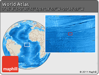 Shaded Relief Location Map of the Area around 2° 58' 32" S, 21° 10' 29" W