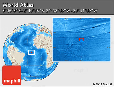 Shaded Relief Location Map of the Area around 2° 58' 32" S, 21° 10' 29" W