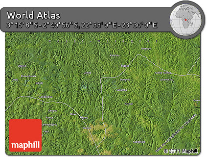 Satellite Map of the Area around 2° 58' 32" S, 23° 1' 29" E