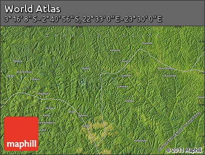 Satellite Map of the Area around 2° 58' 32" S, 23° 1' 29" E