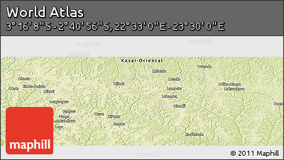 Physical Panoramic Map of the Area around 2° 58' 32" S, 23° 1' 29" E