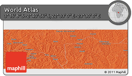 Political Panoramic Map of the Area around 2° 58' 32" S, 23° 1' 29" E