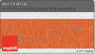Political Panoramic Map of the Area around 2° 58' 32" S, 23° 1' 29" E