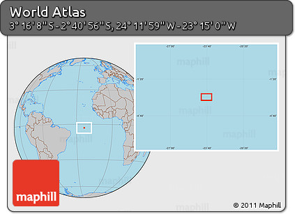 Gray Location Map of the Area around 2° 58' 32" S, 23° 43' 30" W