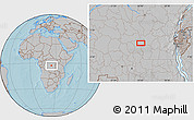 Gray Location Map of the area around 2° 58' 32" S, 24° 43' 30" E, hill shading