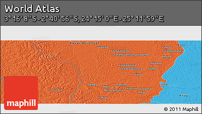 Political Panoramic Map of the Area around 2° 58' 32" S, 24° 43' 30" E