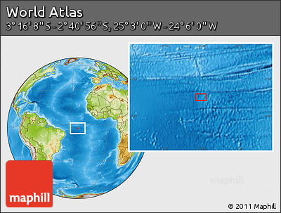 Physical Location Map of the Area around 2° 58' 32" S, 24° 34' 30" W