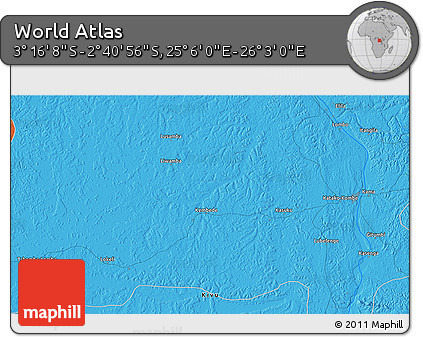 Political 3D Map of the Area around 2° 58' 32" S, 25° 34' 30" E