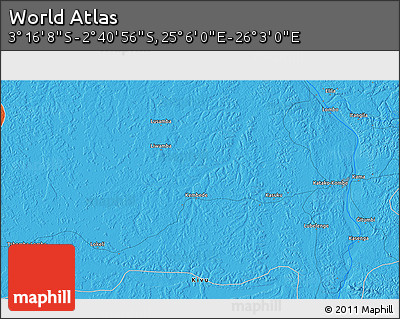 Political 3D Map of the Area around 2° 58' 32" S, 25° 34' 30" E