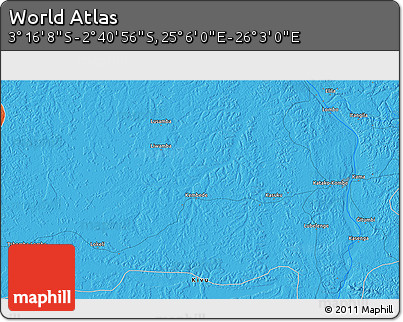 Political 3D Map of the Area around 2° 58' 32" S, 25° 34' 30" E