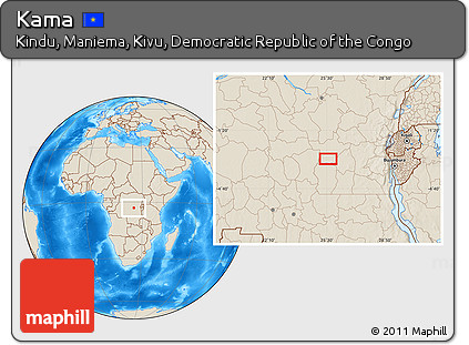 Shaded Relief Location Map of Kama