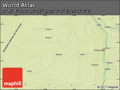 Physical Map of the Area around 2° 58' 32" S, 25° 34' 30" E