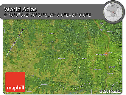 Satellite Map of the Area around 2° 58' 32" S, 25° 34' 30" E