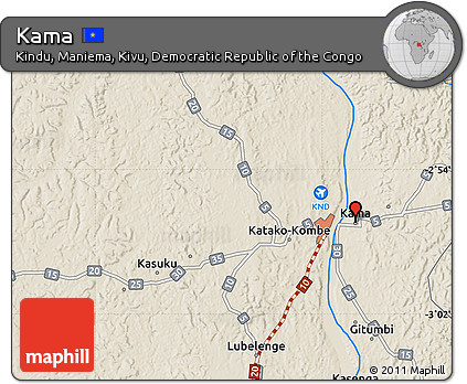 Shaded Relief Map of Kama