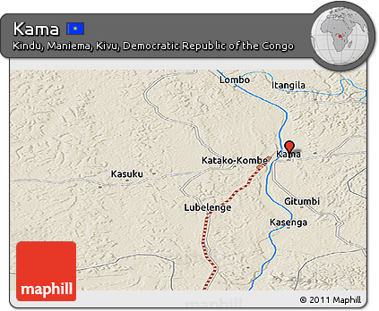 Shaded Relief Panoramic Map of Kama